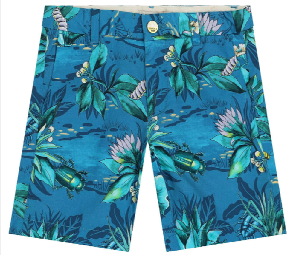 Scotch & Soda Boys Blue 14 Leaves Chino Shorts [Size] Bugs Jungle Tropical Print